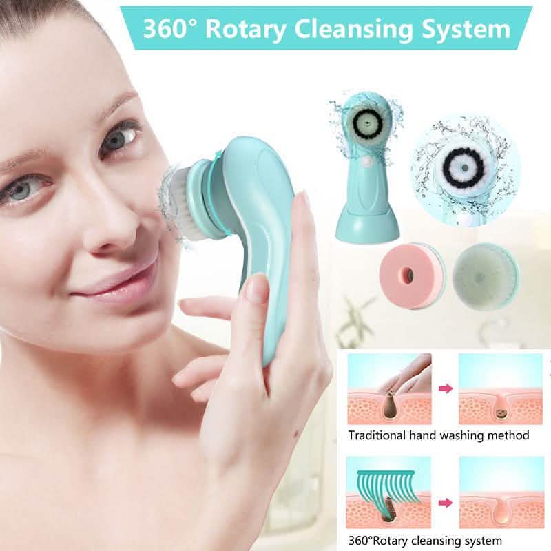 3-in-1 USB Rechargeable Facial Cleansing Brush Set Soft Scrubber Face Exfoliating-3-in-1 USB Rechargeable Facial Cleansing Brush Set Soft Scrubber Face Exfoliating