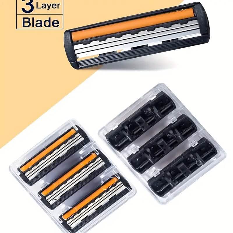 3-Layer Stainless Steel Razor Hair Removal 12 Shaving Blades and 1 Handle-3-Layer Stainless Steel Razor Hair Removal 12 Shaving Blades and 1 Handle