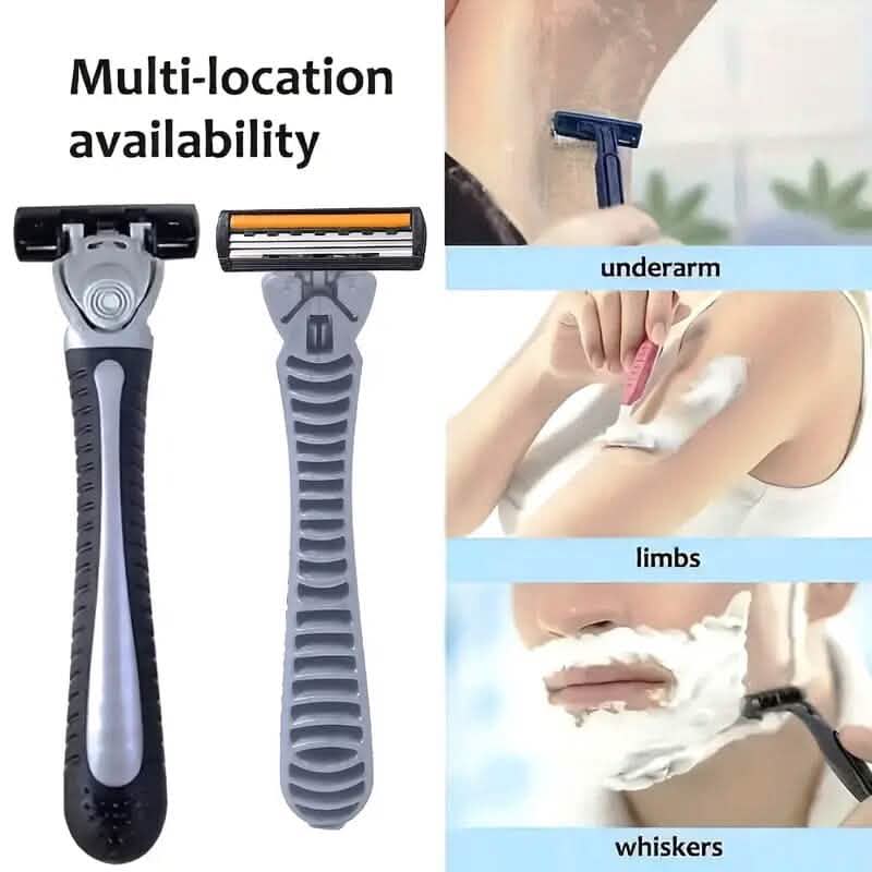 3-Layer Stainless Steel Razor Hair Removal 12 Shaving Blades and 1 Handle-3-Layer Stainless Steel Razor Hair Removal 12 Shaving Blades and 1 Handle