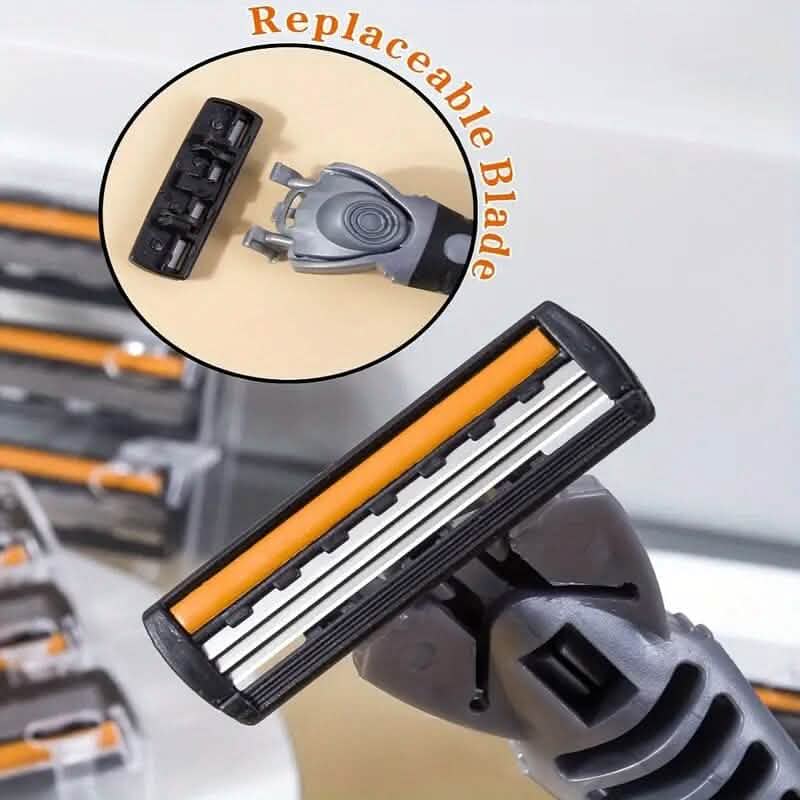 3-Layer Stainless Steel Razor Hair Removal 12 Shaving Blades and 1 Handle-3-Layer Stainless Steel Razor Hair Removal 12 Shaving Blades and 1 Handle