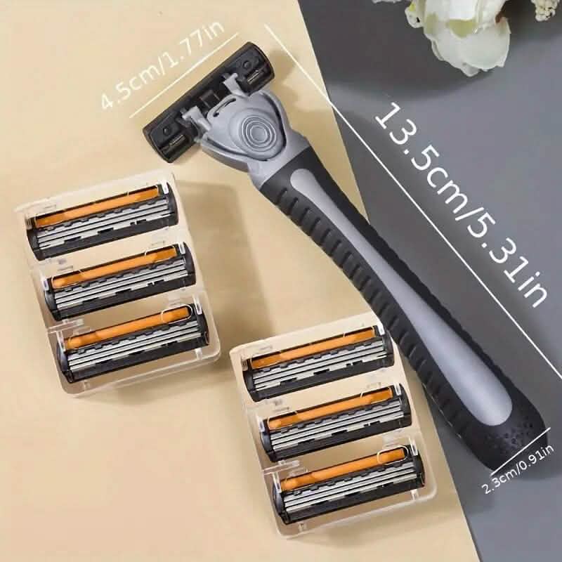 3-Layer Stainless Steel Razor Hair Removal 12 Shaving Blades and 1 Handle-3-Layer Stainless Steel Razor Hair Removal 12 Shaving Blades and 1 Handle