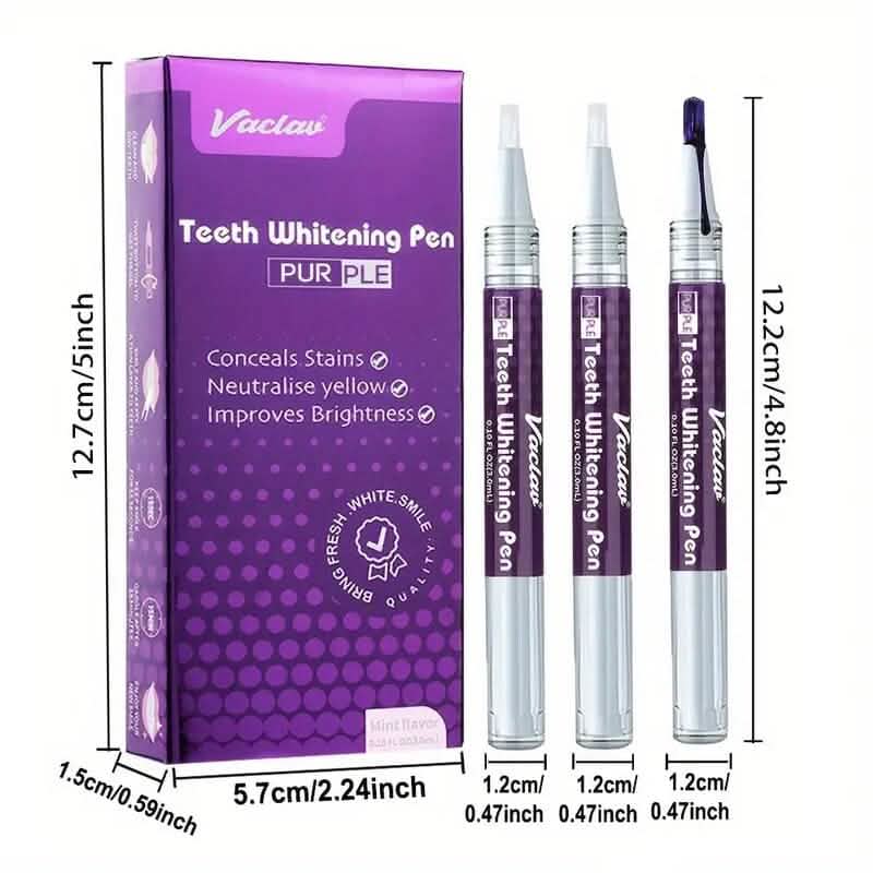 3-Pack: 3ml/0.1fl oz Mint Flavor Purple Teeth Whitening Gel Pen-3-Pack: 3ml/0.1fl oz Mint Flavor Purple Teeth Whitening Gel Pen