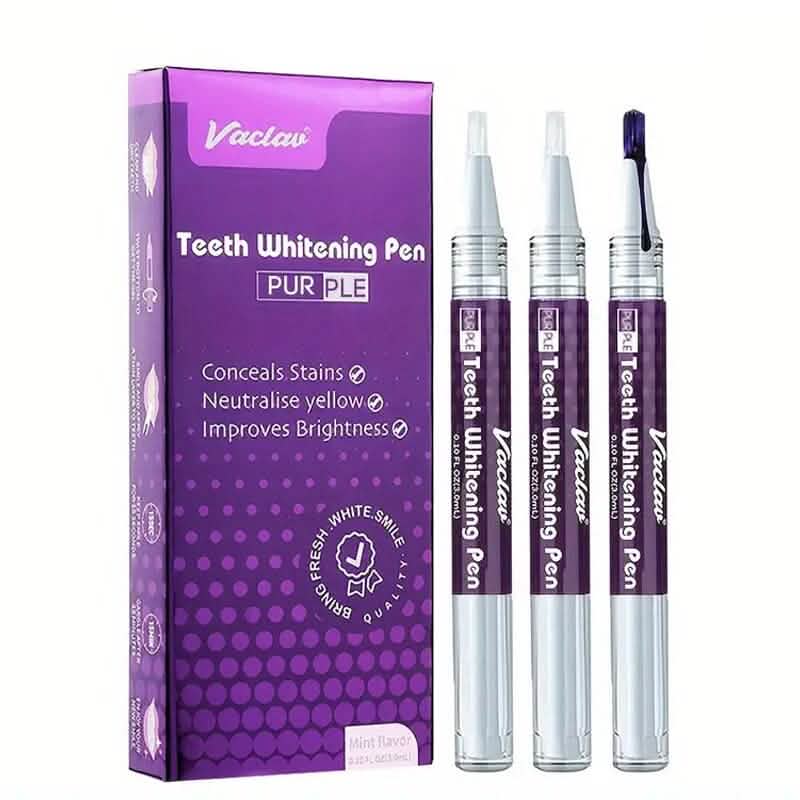 3-Pack: 3ml/0.1fl oz Mint Flavor Purple Teeth Whitening Gel Pen-3-Pack: 3ml/0.1fl oz Mint Flavor Purple Teeth Whitening Gel Pen