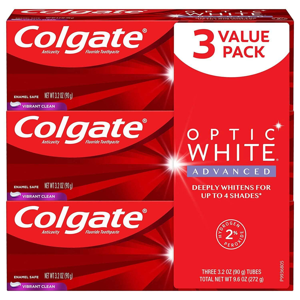 3-Pack: Colgate Optic White Advanced Teeth Whitening Toothpaste-3-Pack: Colgate Optic White Advanced Teeth Whitening Toothpaste
