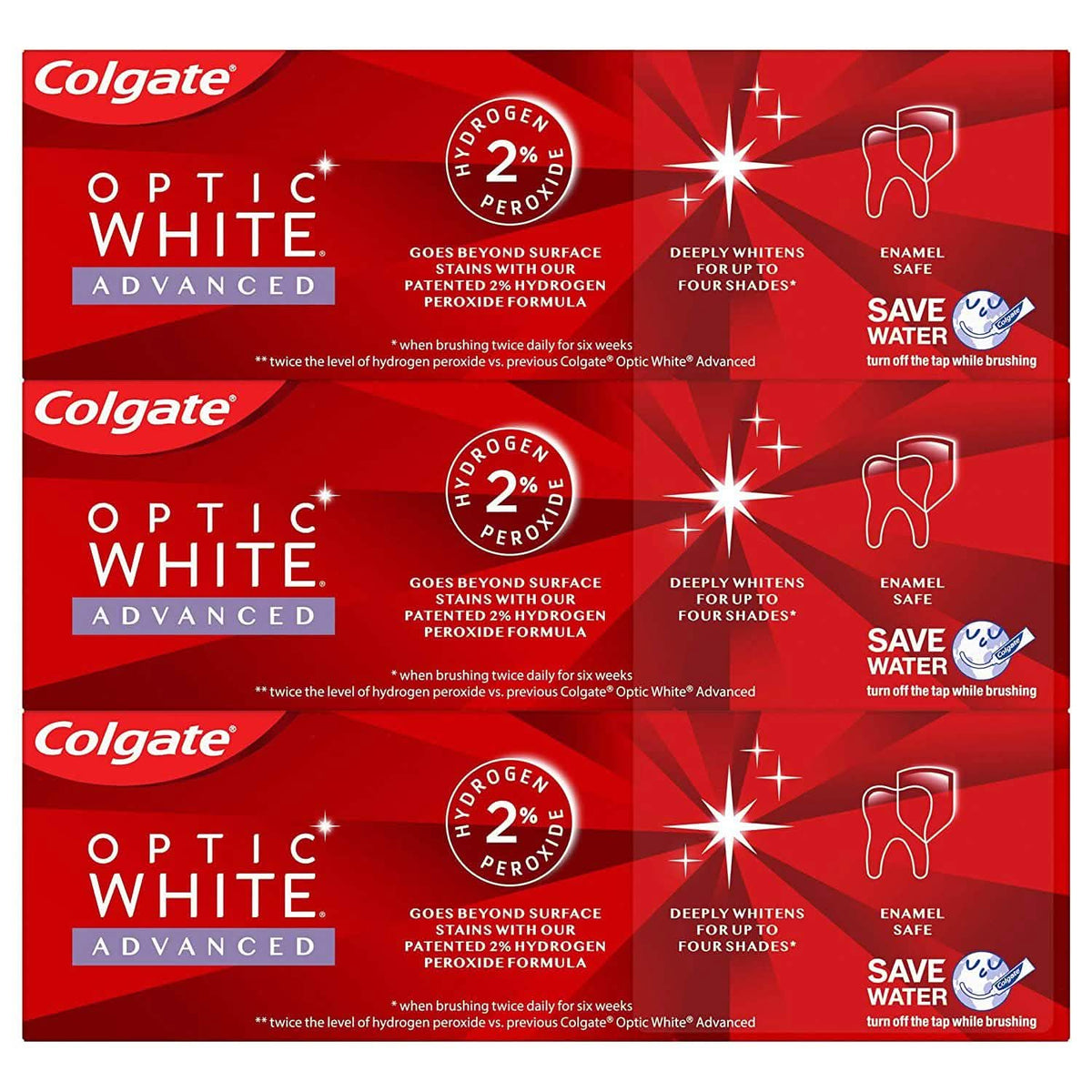 3-Pack: Colgate Optic White Advanced Teeth Whitening Toothpaste-3-Pack: Colgate Optic White Advanced Teeth Whitening Toothpaste
