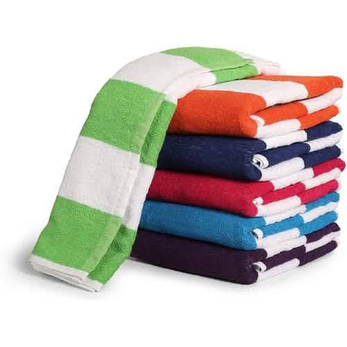 3-Pack: Cotton Bath Towel, Cabana Stripe Beach Towel-3-Pack: Cotton Bath Towel, Cabana Stripe Beach Towel