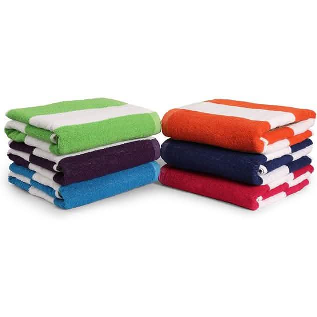 3-Pack: Cotton Bath Towel, Cabana Stripe Beach Towel-3-Pack: Cotton Bath Towel, Cabana Stripe Beach Towel