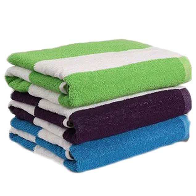 3-Pack: Cotton Bath Towel, Cabana Stripe Beach Towel-3-Pack: Cotton Bath Towel, Cabana Stripe Beach Towel