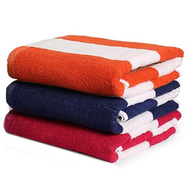 3-Pack: Cotton Bath Towel, Cabana Stripe Beach Towel-3-Pack: Cotton Bath Towel, Cabana Stripe Beach Towel