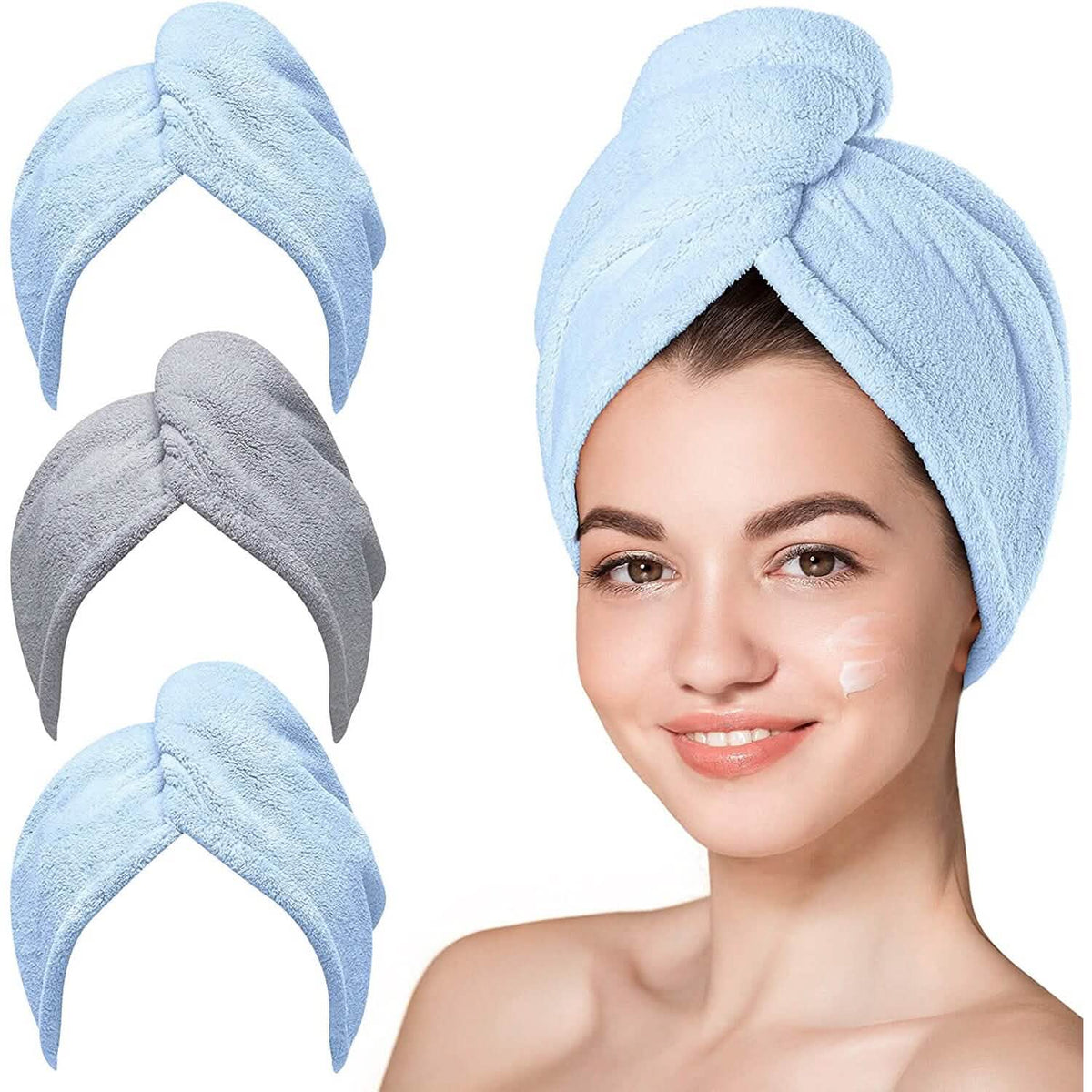 3-Pack: Hicober Microfiber Hair Towel-3-Pack: Hicober Microfiber Hair Towel