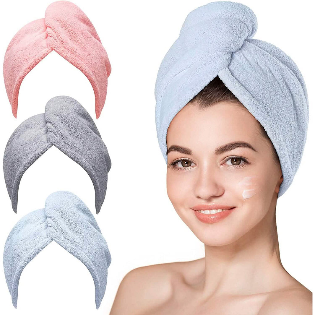 3-Pack: Hicober Microfiber Hair Towel-3-Pack: Hicober Microfiber Hair Towel