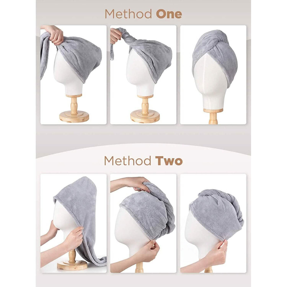 3-Pack: Hicober Microfiber Hair Towel-3-Pack: Hicober Microfiber Hair Towel