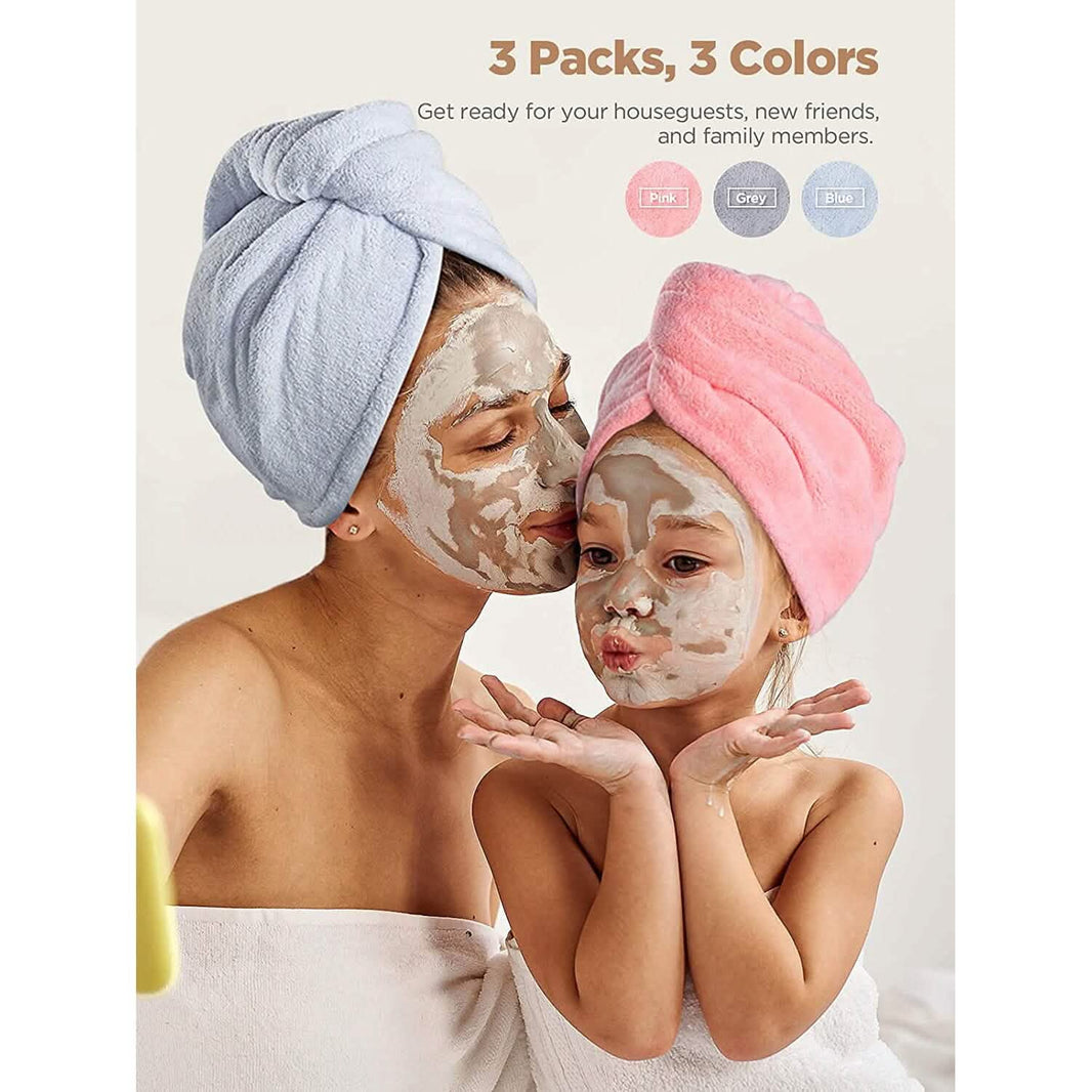 3-Pack: Hicober Microfiber Hair Towel-3-Pack: Hicober Microfiber Hair Towel