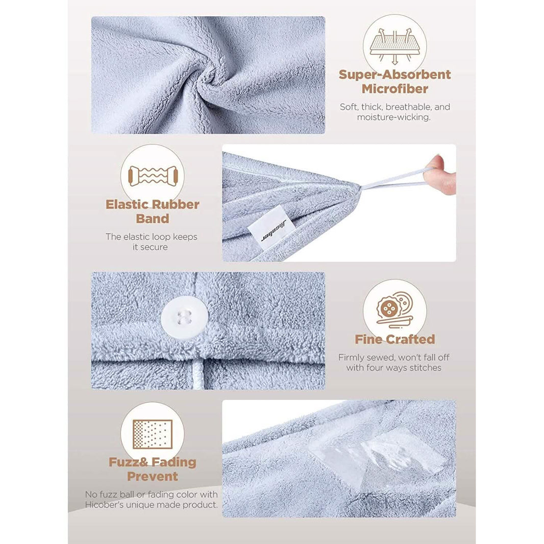 3-Pack: Hicober Microfiber Hair Towel-3-Pack: Hicober Microfiber Hair Towel