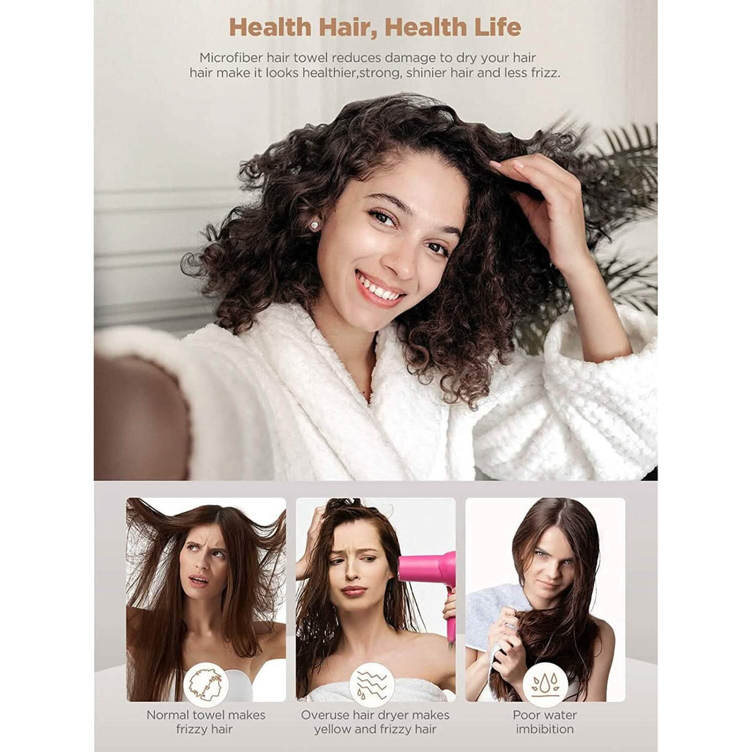 3-Pack: Hicober Microfiber Hair Towel-3-Pack: Hicober Microfiber Hair Towel