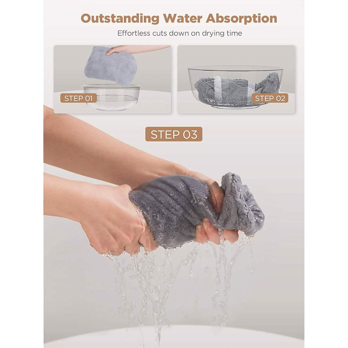 3-Pack: Hicober Microfiber Hair Towel-3-Pack: Hicober Microfiber Hair Towel
