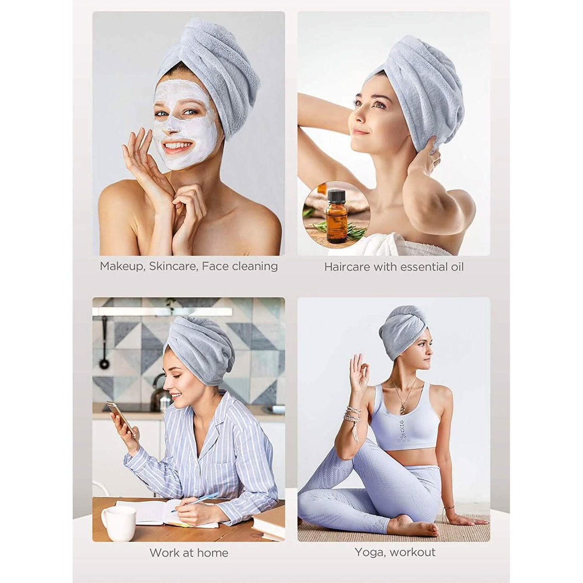 3-Pack: Hicober Microfiber Hair Towel-3-Pack: Hicober Microfiber Hair Towel