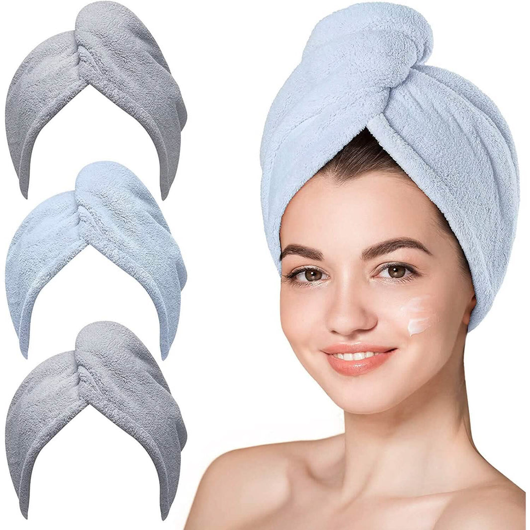 3-Pack: Hicober Microfiber Hair Towel-3-Pack: Hicober Microfiber Hair Towel