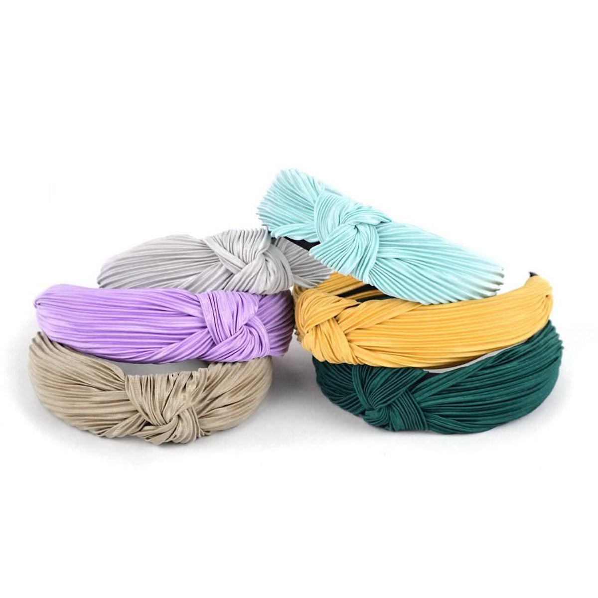 3-Pack: Pleated Solid "C" Shaped Head Band-3-Pack: Pleated Solid "C" Shaped Head Band