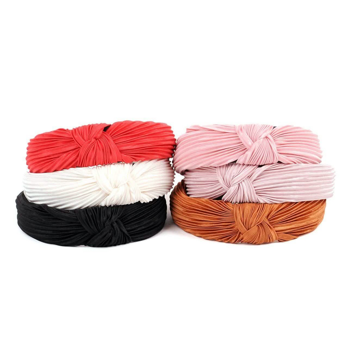 3-Pack: Pleated Solid "C" Shaped Head Band-3-Pack: Pleated Solid "C" Shaped Head Band