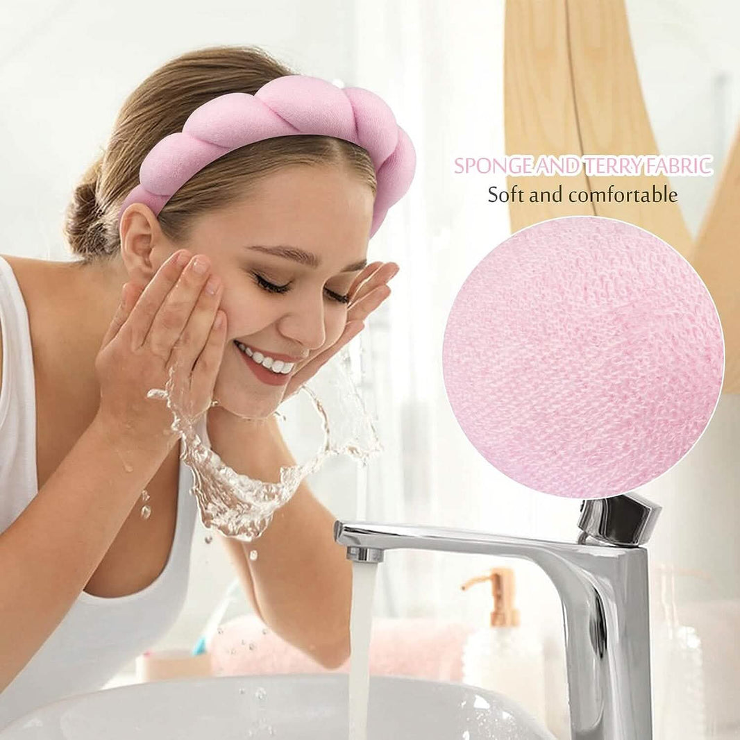 3-Pack:  Puffy Terry Towel Cloth Fabric Sponge Face Wash Head Band-3-Pack:  Puffy Terry Towel Cloth Fabric Sponge Face Wash Head Band
