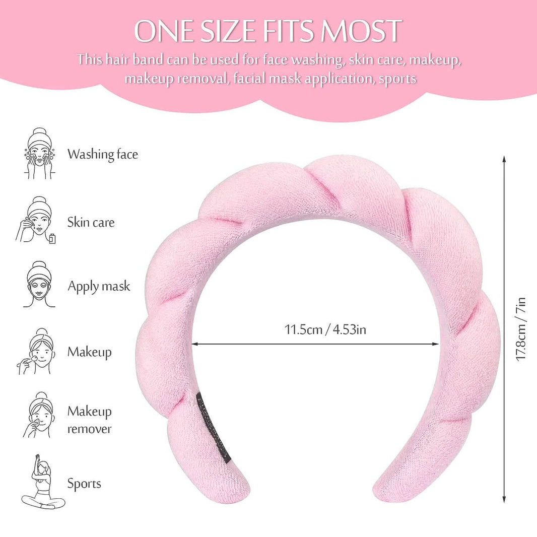 3-Pack:  Puffy Terry Towel Cloth Fabric Sponge Face Wash Head Band-3-Pack:  Puffy Terry Towel Cloth Fabric Sponge Face Wash Head Band