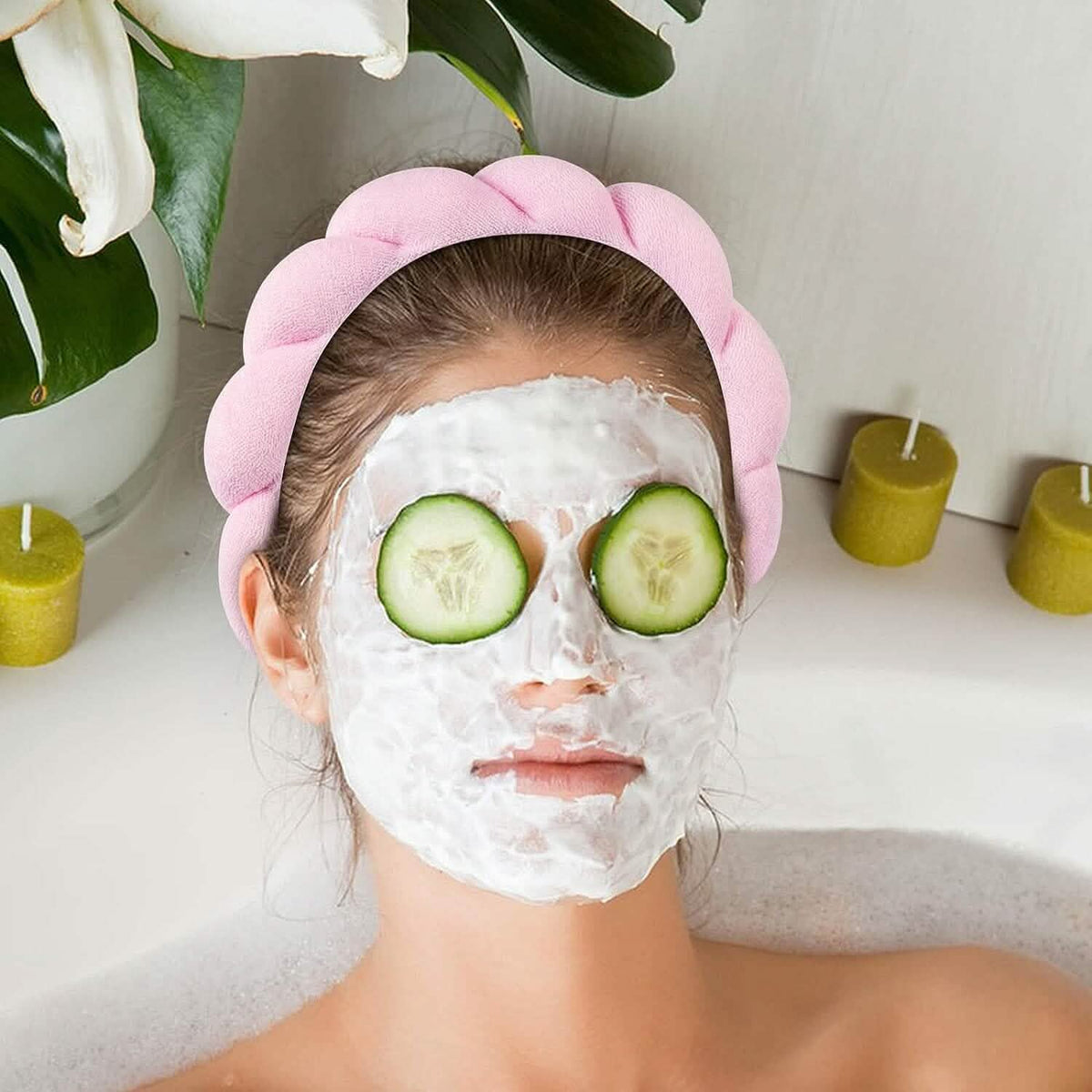 3-Pack:  Puffy Terry Towel Cloth Fabric Sponge Face Wash Head Band-3-Pack:  Puffy Terry Towel Cloth Fabric Sponge Face Wash Head Band