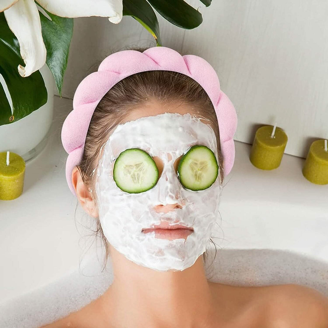 3-Pack:  Puffy Terry Towel Cloth Fabric Sponge Face Wash Head Band-3-Pack:  Puffy Terry Towel Cloth Fabric Sponge Face Wash Head Band