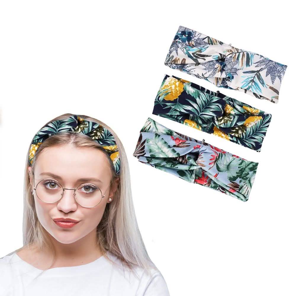 3-Pack: Women's Boho Floral Style Criss Cross Headband-3-Pack: Women's Boho Floral Style Criss Cross Headband