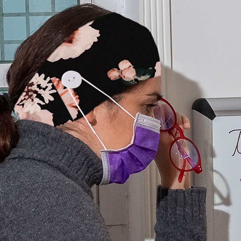 3-Pack: Women's Comfy Stretchy Headband With Buttons For Face Masks and Covers-3-Pack: Women's Comfy Stretchy Headband With Buttons For Face Masks and Covers