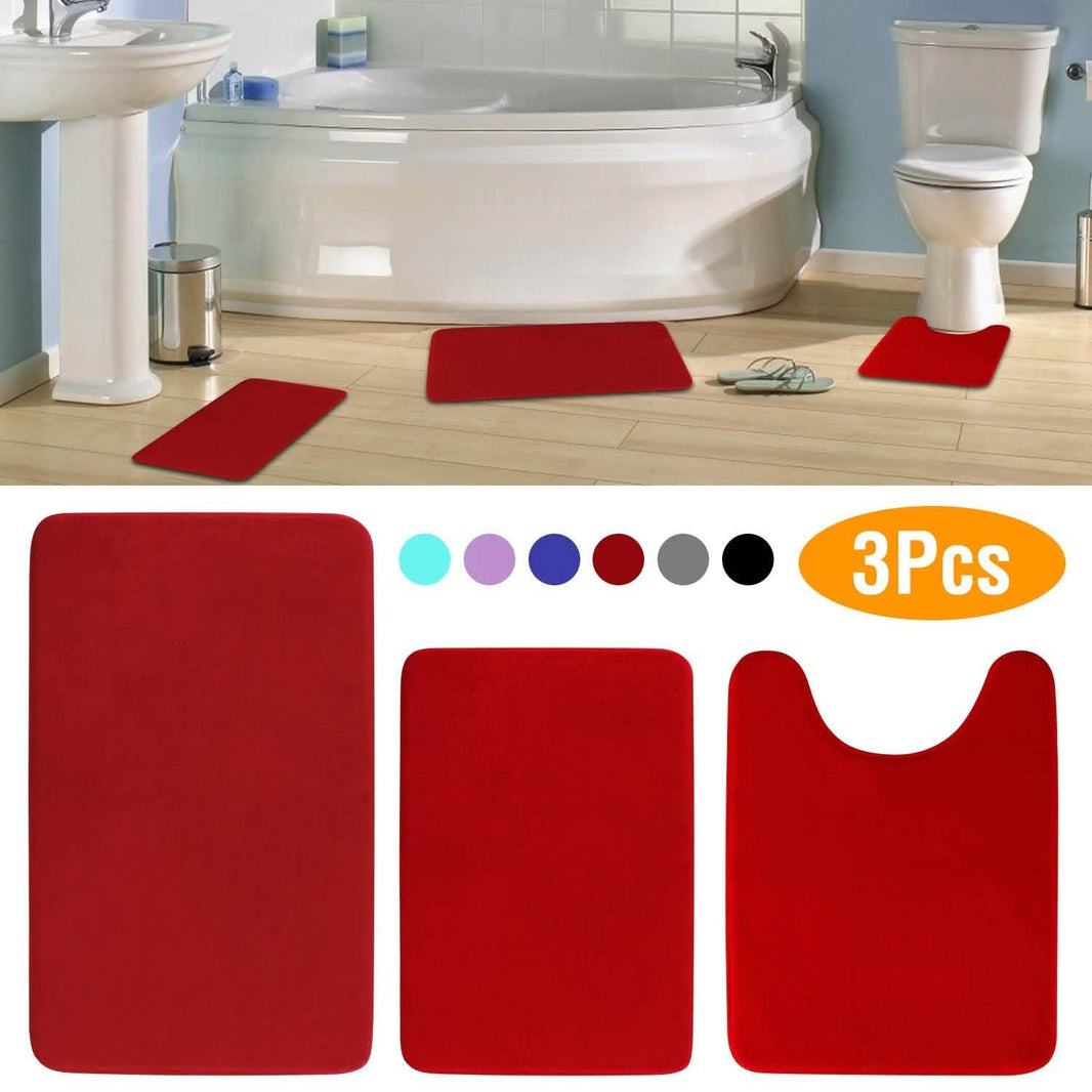 3-Piece Set: Bathroom Rug Set Plush Velvet Bath Carpet-3-Piece Set: Bathroom Rug Set Plush Velvet Bath Carpet