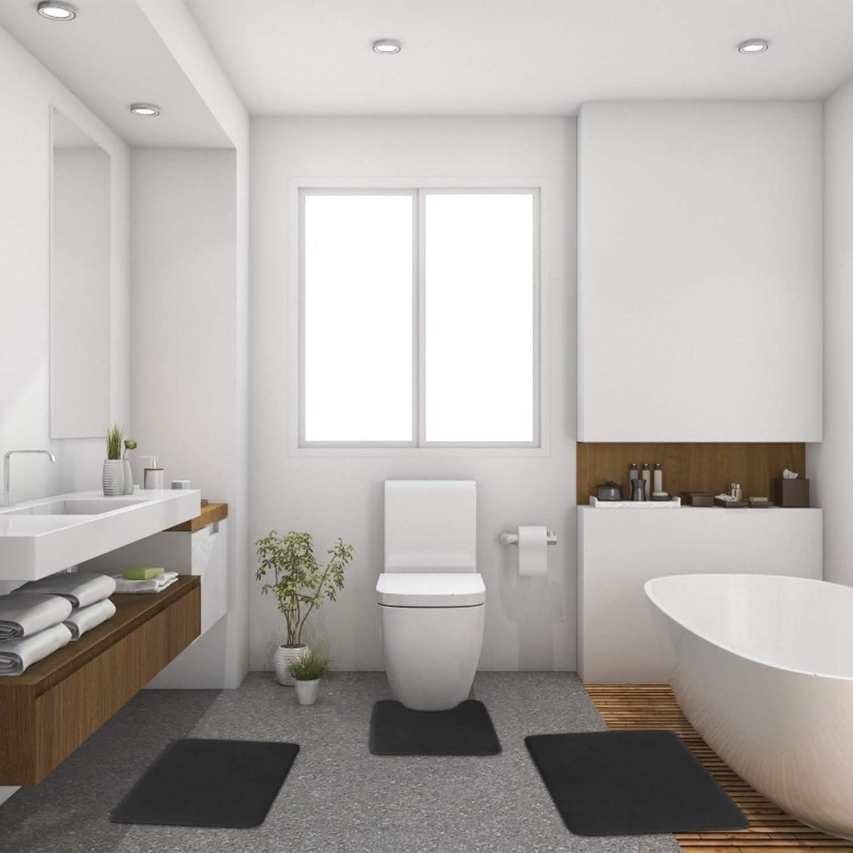 3-Piece Set: Bathroom Rug Set Plush Velvet Bath Carpet-3-Piece Set: Bathroom Rug Set Plush Velvet Bath Carpet