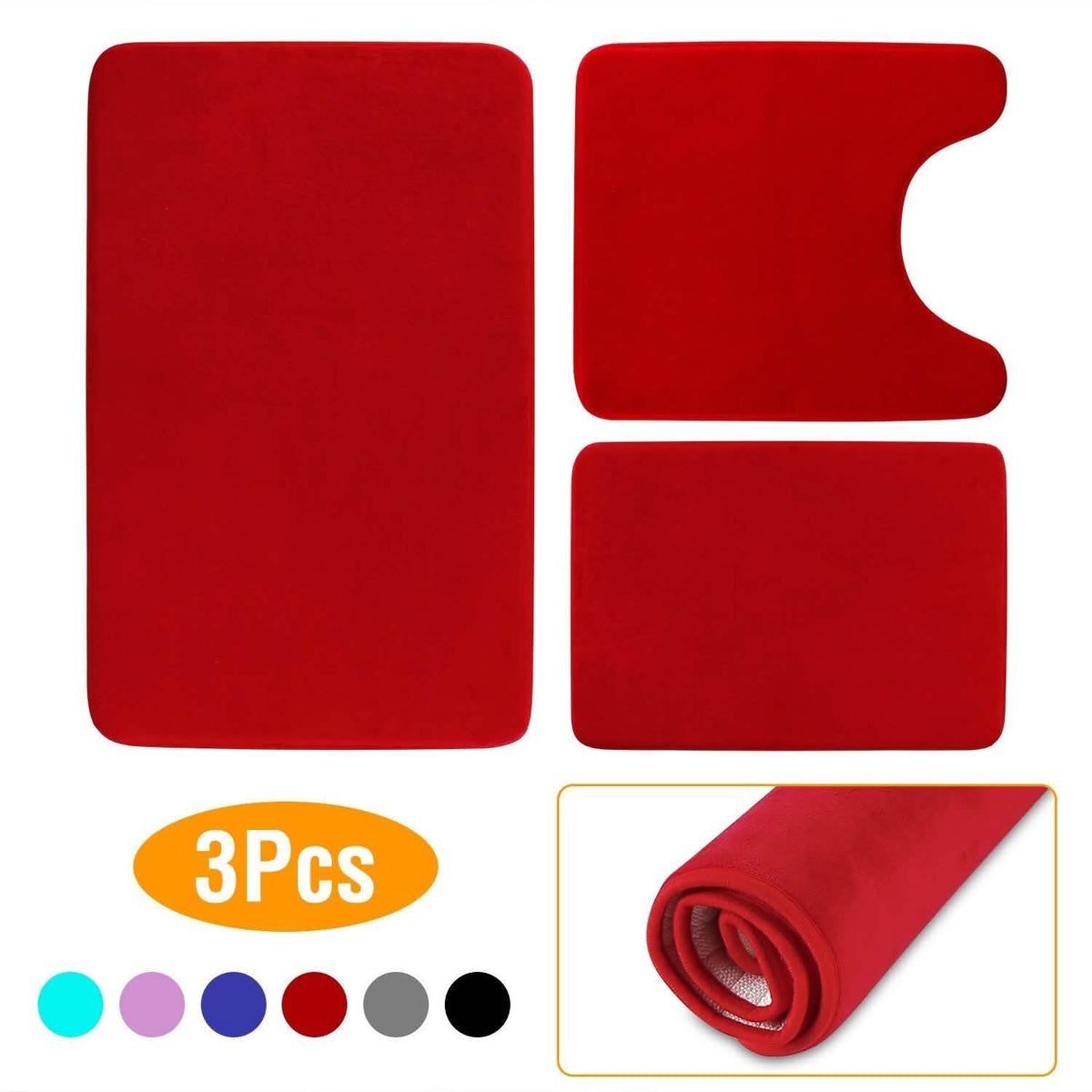 3-Piece Set: Bathroom Rug Set Plush Velvet Bath Carpet-3-Piece Set: Bathroom Rug Set Plush Velvet Bath Carpet