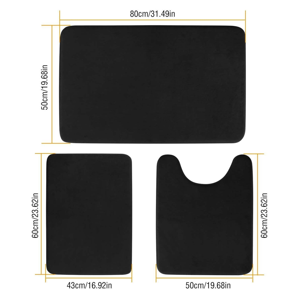 3-Piece Set: Bathroom Rug Set Plush Velvet Bath Carpet-3-Piece Set: Bathroom Rug Set Plush Velvet Bath Carpet