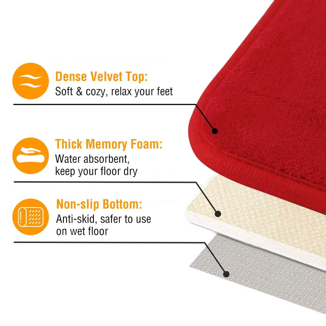 3-Piece Set: Bathroom Rug Set Plush Velvet Bath Carpet-3-Piece Set: Bathroom Rug Set Plush Velvet Bath Carpet