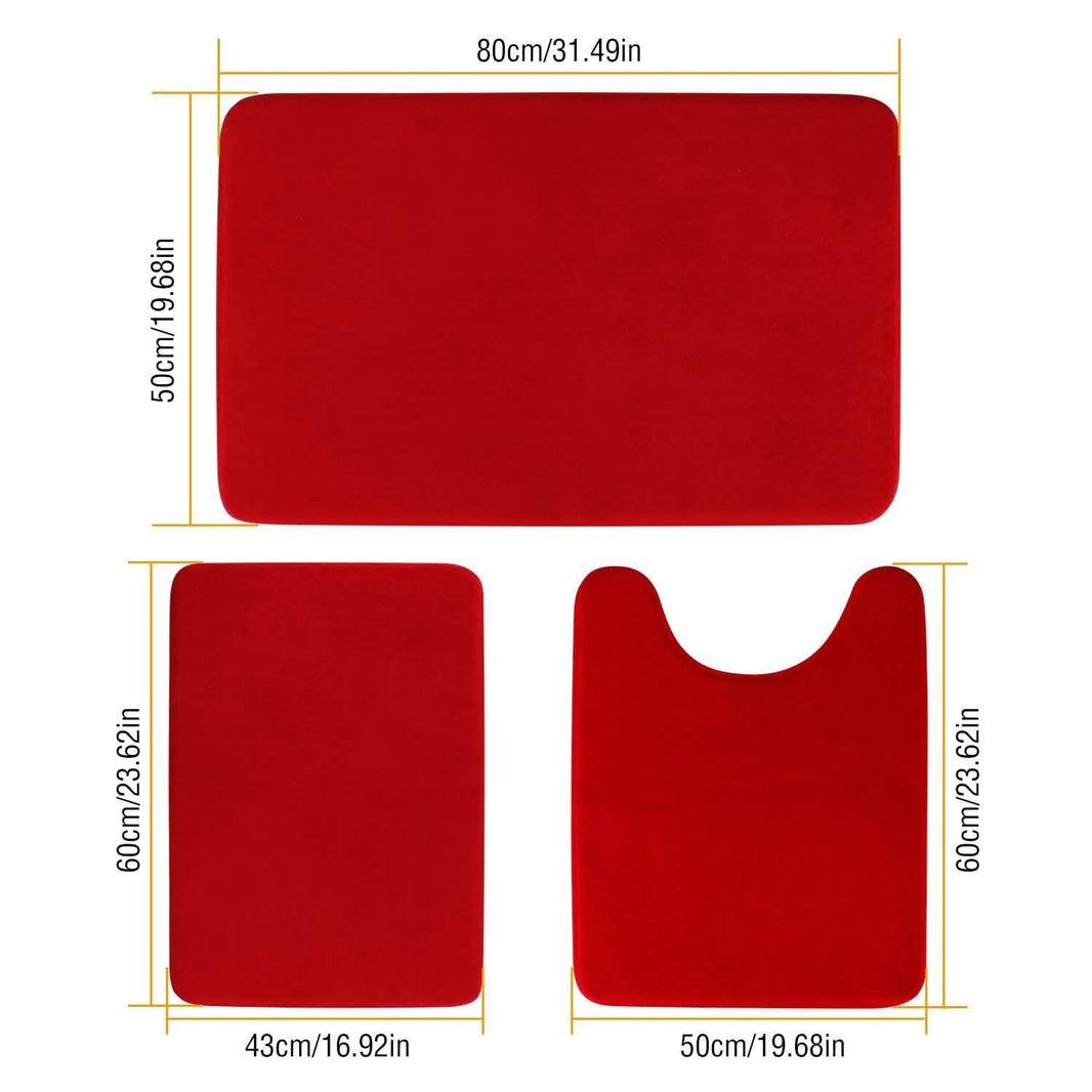3-Piece Set: Bathroom Rug Set Plush Velvet Bath Carpet-3-Piece Set: Bathroom Rug Set Plush Velvet Bath Carpet