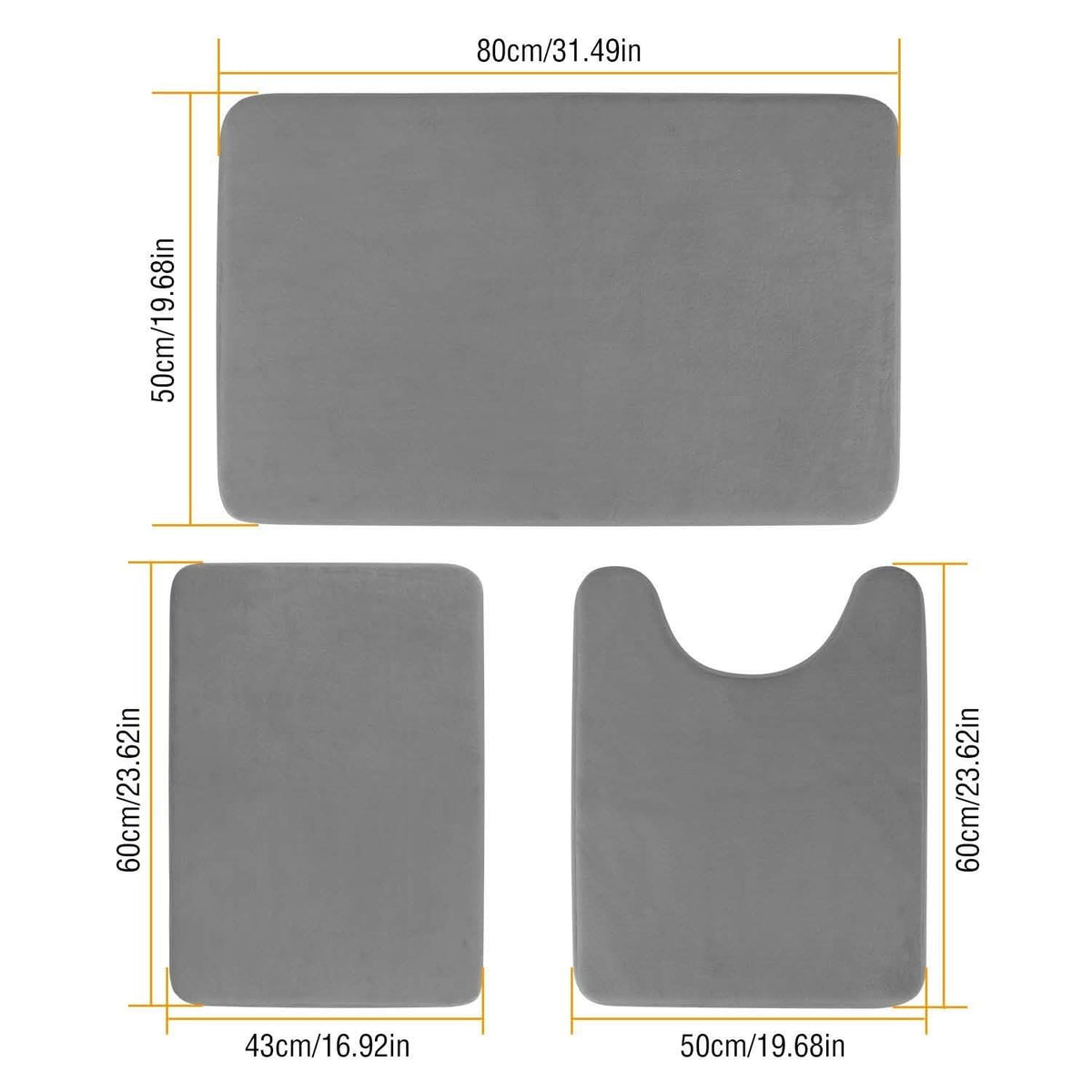 3-Piece Set: Bathroom Rug Set Plush Velvet Bath Carpet-3-Piece Set: Bathroom Rug Set Plush Velvet Bath Carpet