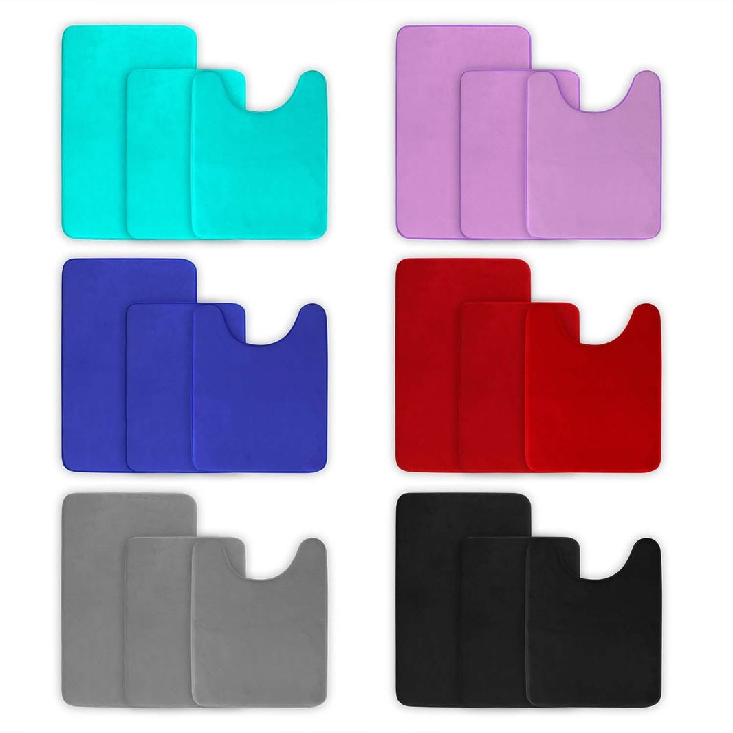 3-Piece Set: Bathroom Rug Set Plush Velvet Bath Carpet-3-Piece Set: Bathroom Rug Set Plush Velvet Bath Carpet