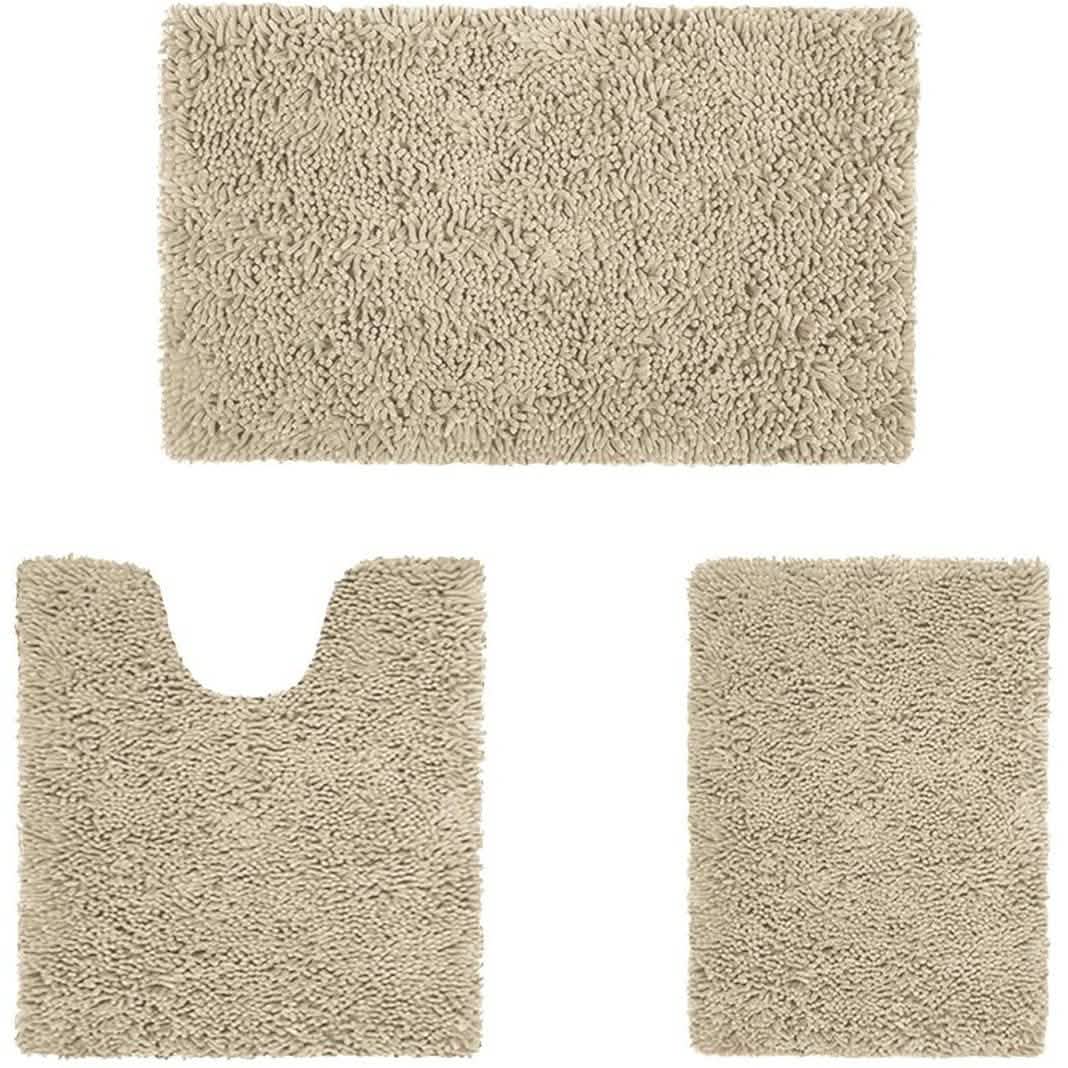 3-Piece Set: Bathroom Rugs Set Ultra Soft Non Slip and Absorbent Chenille-3-Piece Set: Bathroom Rugs Set Ultra Soft Non Slip and Absorbent Chenille