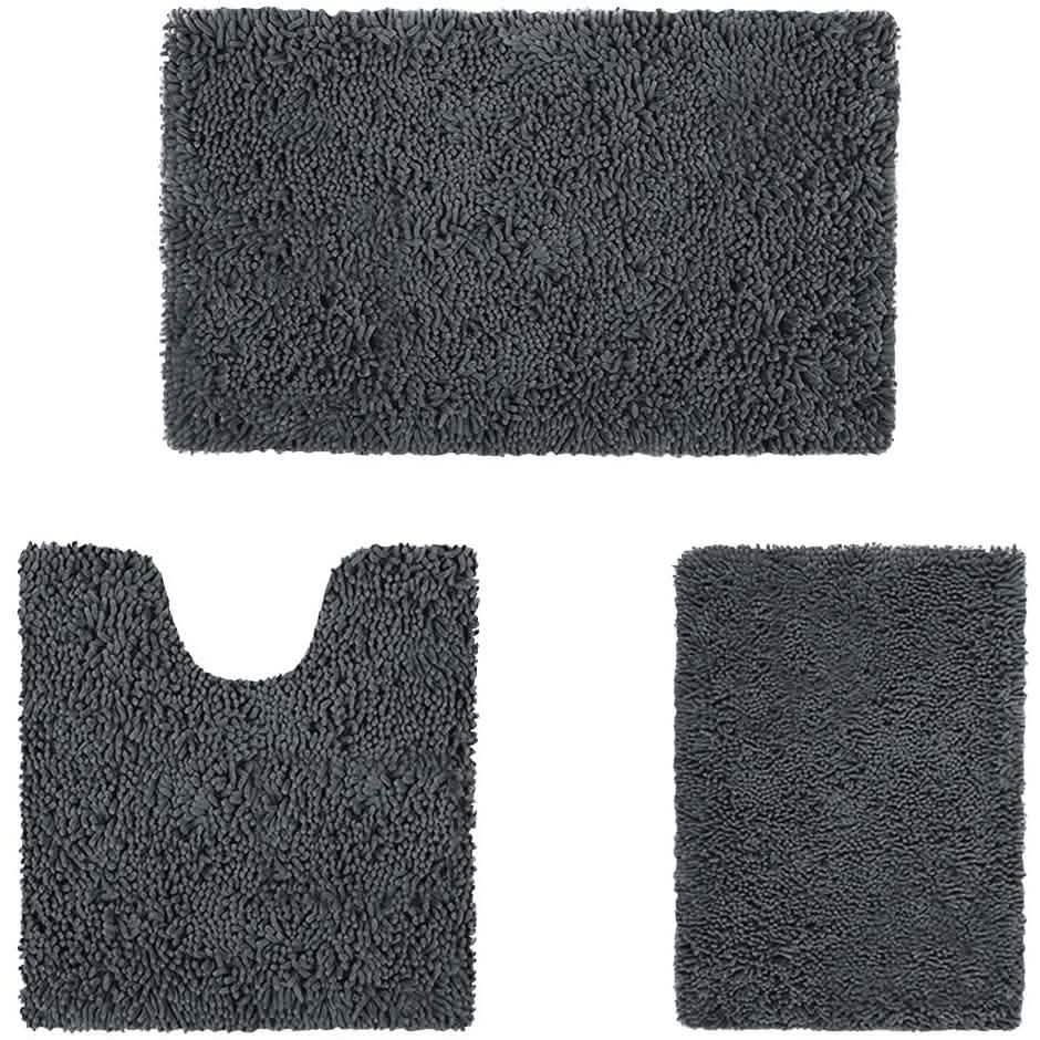 3-Piece Set: Bathroom Rugs Set Ultra Soft Non Slip and Absorbent Chenille-3-Piece Set: Bathroom Rugs Set Ultra Soft Non Slip and Absorbent Chenille