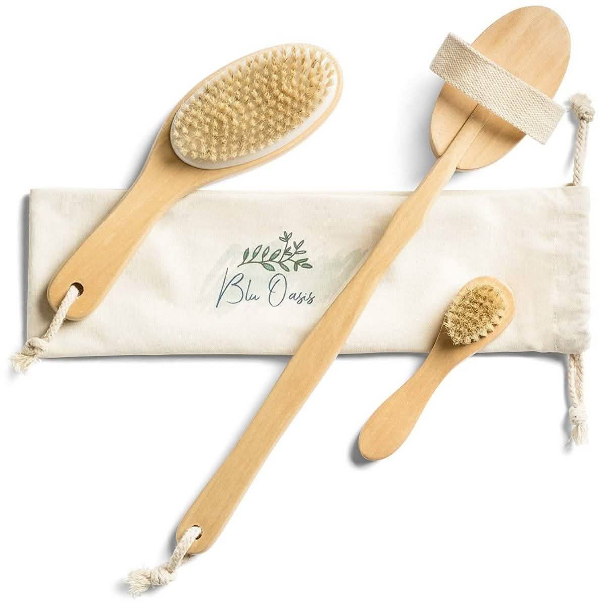 3-Piece Set: Blu Oasis Premium Dry Brushes with Travel Bag-3-Piece Set: Blu Oasis Premium Dry Brushes with Travel Bag
