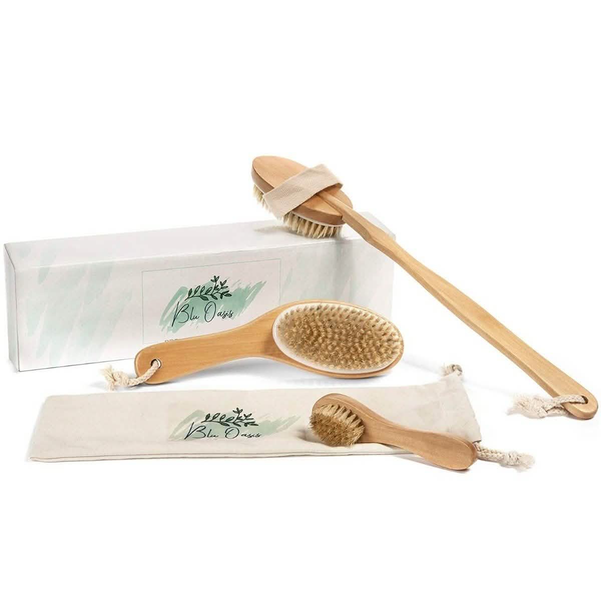3-Piece Set: Blu Oasis Premium Dry Brushes with Travel Bag-3-Piece Set: Blu Oasis Premium Dry Brushes with Travel Bag
