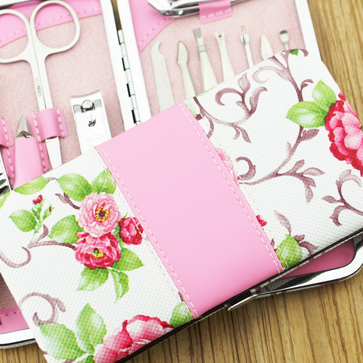 Nail Clipper Set Stainless Steel 12 Piece Pink Flower Nail Scissors Manicure manicure tools rose -12-bd1915fbb26563189f2553c530edec32