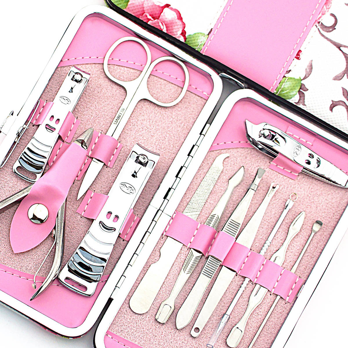 Nail Clipper Set Stainless Steel 12 Piece Pink Flower Nail Scissors Manicure manicure tools rose -12-a137b1956c55df0a5c4f8deb176df0f0