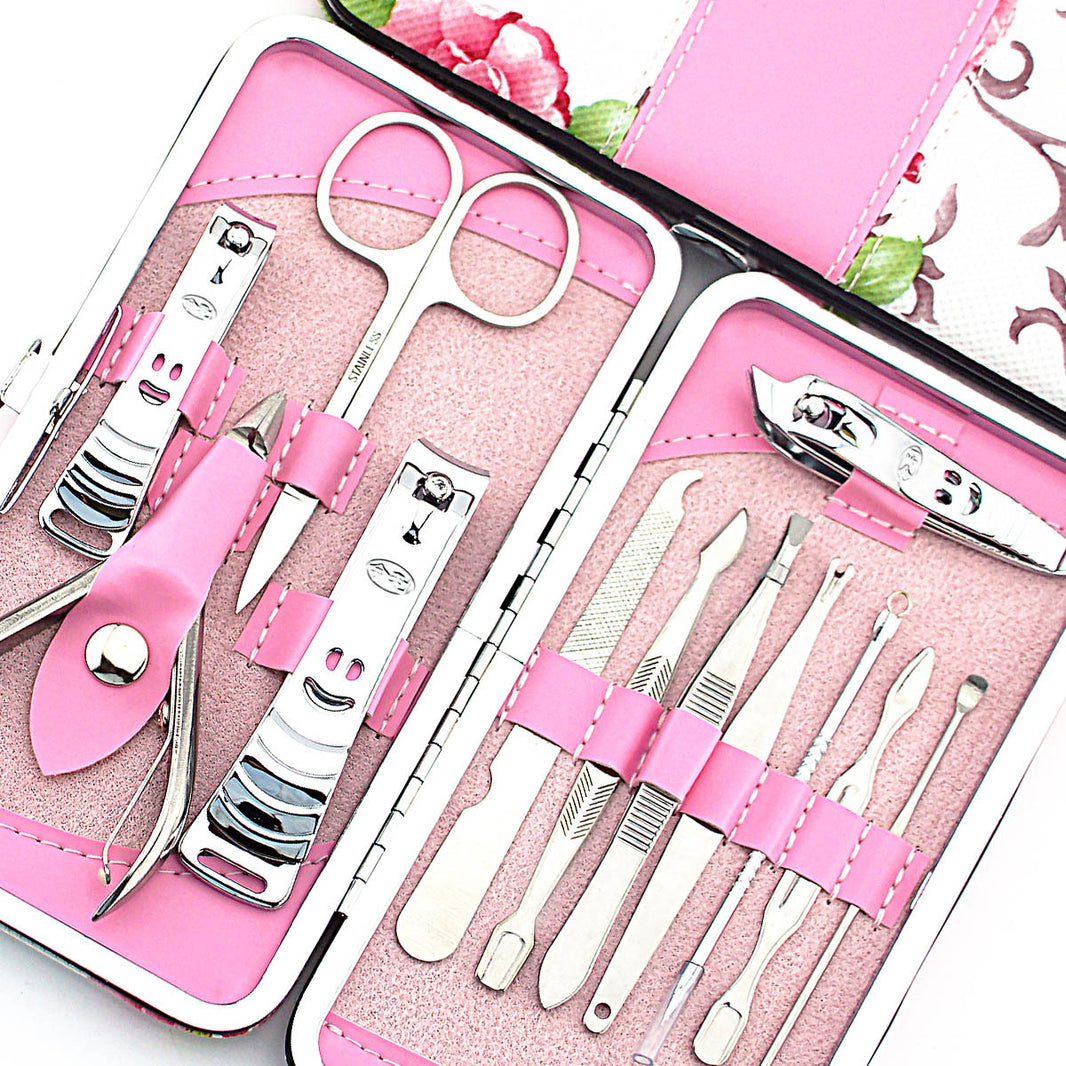 Nail Clipper Set Stainless Steel 12 Piece Pink Flower Nail Scissors Manicure manicure tools rose -12-a137b1956c55df0a5c4f8deb176df0f0