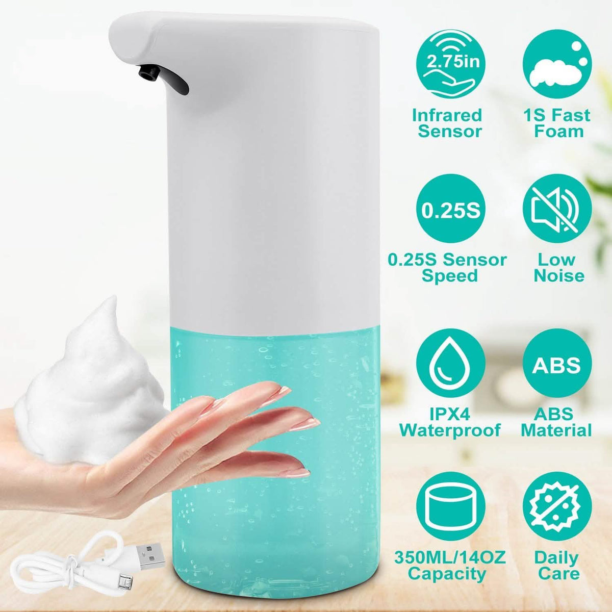 350 ML/14 Oz Automatic Foam Soap Dispenser-350 ML/14 Oz Automatic Foam Soap Dispenser