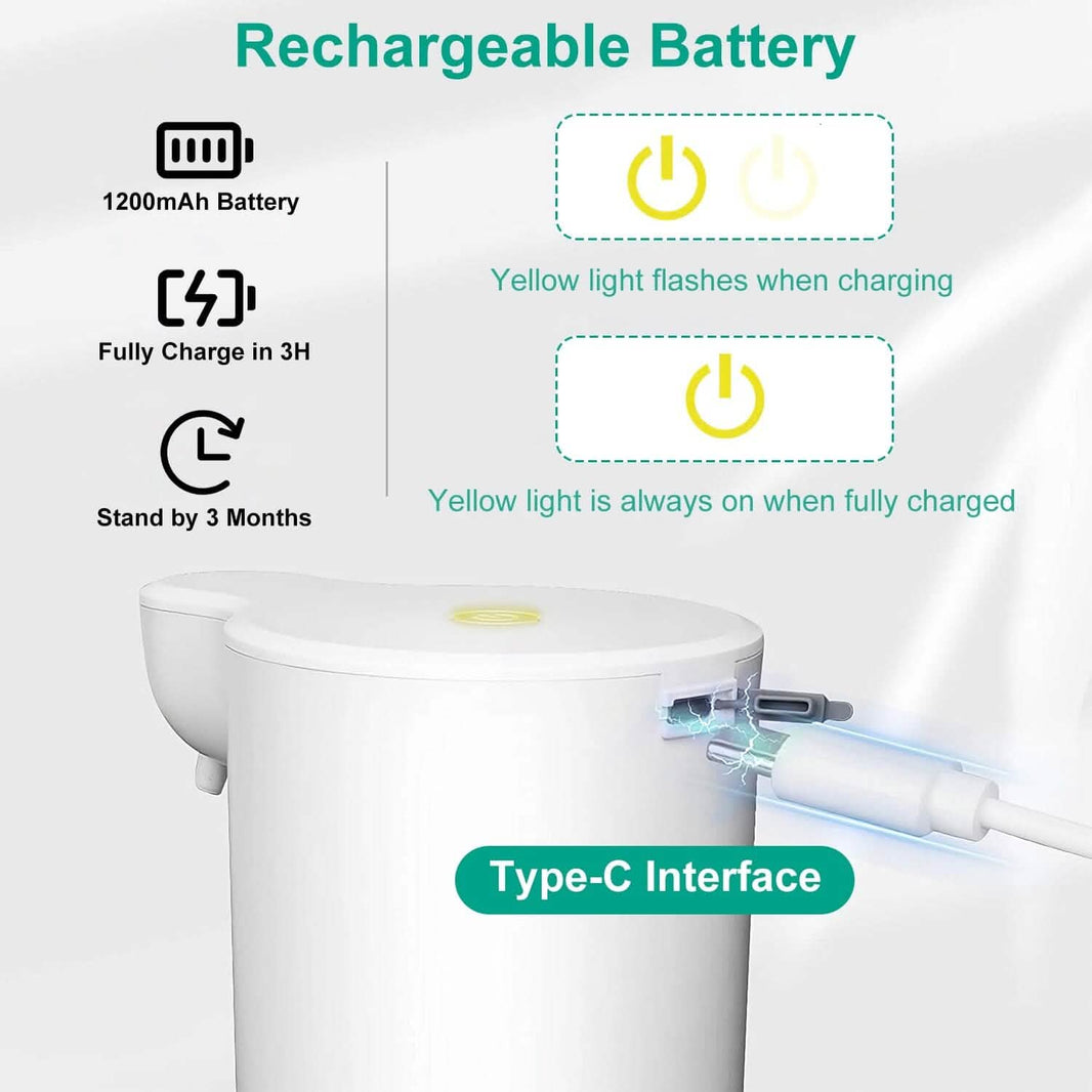 350ml Automatic Foam Soap Dispenser Rechargeable Touchless-350ml Automatic Foam Soap Dispenser Rechargeable Touchless
