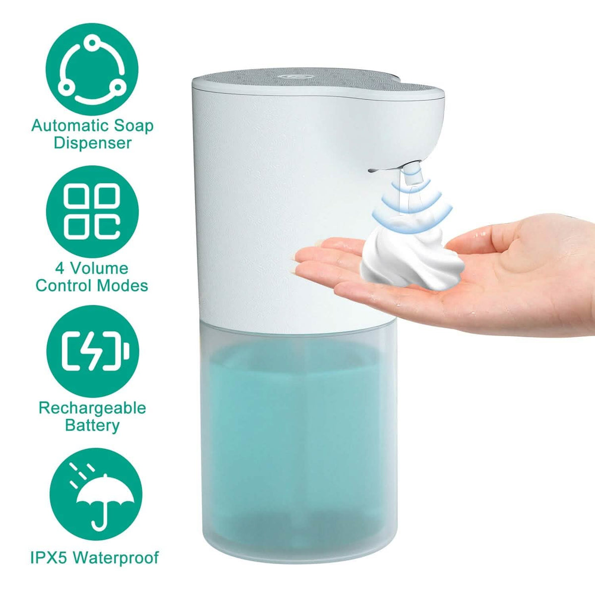 350ml Automatic Foam Soap Dispenser Rechargeable Touchless-350ml Automatic Foam Soap Dispenser Rechargeable Touchless