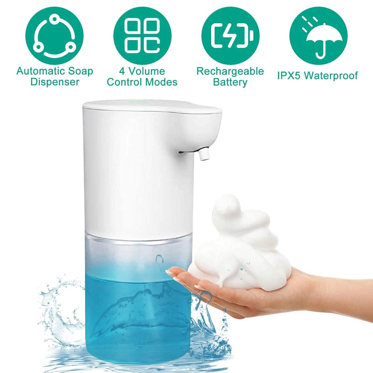 350ml Automatic Foam Soap Dispenser Rechargeable Touchless-350ml Automatic Foam Soap Dispenser Rechargeable Touchless