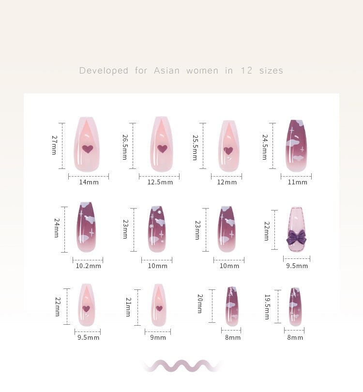 Wear Nail Milk Flavor Taro Taro Purple Gradient Nebula Flower Fake Nails Nail Stickers-b08147f9d4c1328ea4bdebf4efed412d